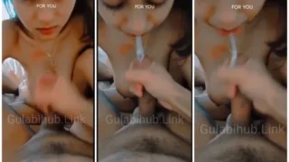 I cum on her mouth only while she was sucking me thick cumload